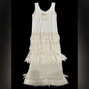 Gracie Collections White Lace and Crocheted Dress. One Size Fits Most. Off White